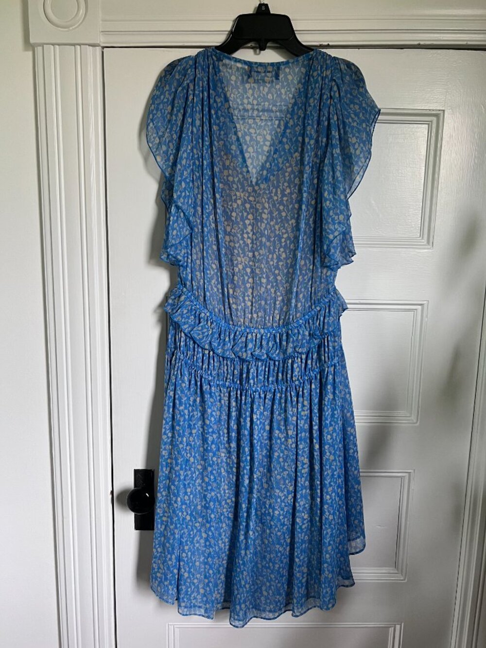 The Kooples Blue Lagoon Print Silk Muslin Dress - Picture 5 of 12